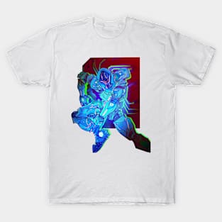 Cyberpunk robot with blue colors T-Shirt